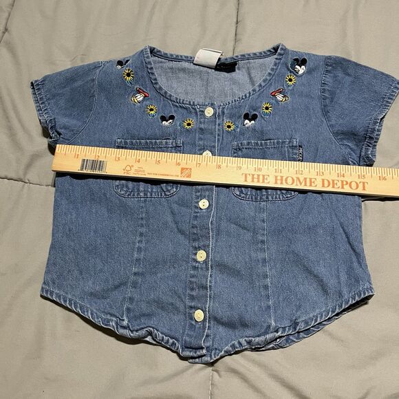 Vintage Disney Mickeys For Kids Embroidered Shirt Chambray Top Girls Medium 8/10 - Picture 11 of 11